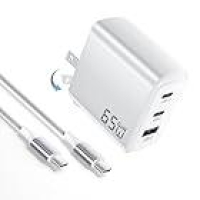 【秘密クーポン】PD 65 急速充電器 type-c【3台同時に急速充電・超軽量】2M type-c ケーブル付きが激安特価のイメージ