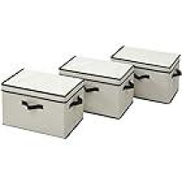 【1000円】山善(YAMAZEN) どこでも 収納ボックス ふた付き 幅38×奥行25×高さ25cm 取っ手付き カラーボックス対応 完成品 アイボリー 3個組が激安特価のイメージ